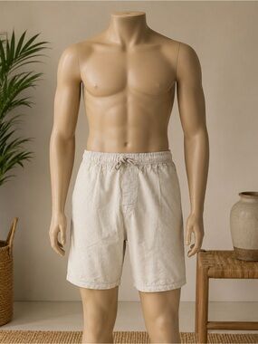 Intimo Bamboo Blend Lounge Shorts Men’s Small Beige Drawstring Elastic Waist